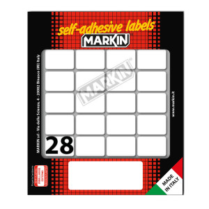 ETICHETTA ADESIVA BIANCA 28X19MM (10FOGLI X 28ETICHETTE MARKIN COD. X10023 CONFEZIONE DA 25