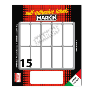 ETICHETTA ADESIVA BIANCA 46X20MM (10FOGLI X 15ETICHETTE MARKIN COD. X10033 CONFEZIONE DA 25