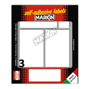 ETICHETTA ADESIVA BIANCA 83X53MM (10FOGLI X 3ETICHETTE MARKIN COD. X10049 CONFEZIONE DA 25