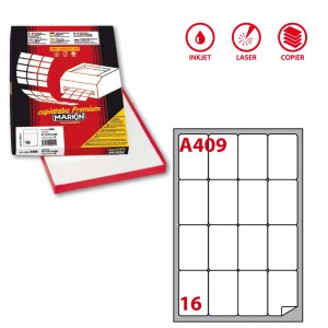ETICHETTA ADESIVA A/409 BIANCA 100FG A4 47,7X70MM (16ETI/FG MARKIN COD. X210A409