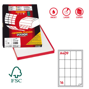 ETICHETTA ADESIVA A/409 BIANCA 100FG A4 47,7X70MM (16ETI/FG MARKIN COD. X210A409
