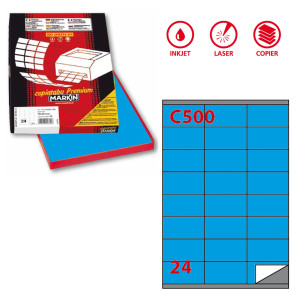 ETICHETTA ADESIVA C/500 BLU 100FG A4 70X36MM (24ET/FG MARKIN COD. X210C500BL