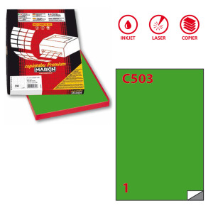 ETICHETTA ADESIVA C/503 VERDE 100FG A4 210X297MM (1ET/FG MARKIN COD. X210C503VE