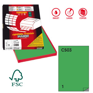 ETICHETTA ADESIVA C/503 VERDE 100FG A4 210X297MM (1ET/FG MARKIN COD. X210C503VE