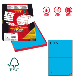 ETICHETTA ADESIVA C/509 BLU 100FG A4 210X148,5 MM (2ET/FG MARKIN COD. X210C509BL