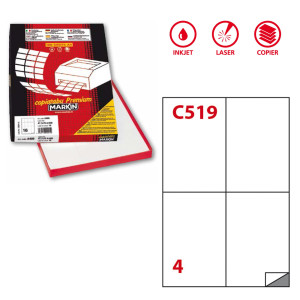 ETICHETTA ADESIVA C/519 BIANCA 100FG A4 105X148,5MM (4ET/FG MARKIN COD. X210C519