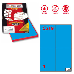 ETICHETTA ADESIVA C/519 BLU 100FG A4 105X148,5MM (4ET/FG MARKIN COD. X210C519BL
