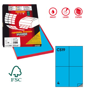 ETICHETTA ADESIVA C/519 BLU 100FG A4 105X148,5MM (4ET/FG MARKIN COD. X210C519BL