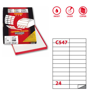 ETICHETTA ADESIVA C/547 BIANCA 100FG A4 105X25MM (24ET/FG) MARKIN COD. 210C547