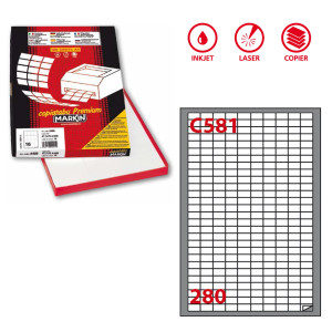 ETICHETTA ADESIVA C/581 BIANCA 100FG A4 19X10MM (280ET/FG) MARKIN COD. 210C581
