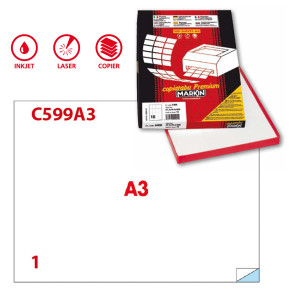 ETICHETTA ADESIVA C/599 BIANCA 100FG A3 420X297MM (1ET/FG MARKIN COD. X214C599A3