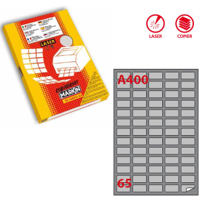 ETICHETTA ADESIVA A/400 ARGENTO 100FG A4 LASER 38,1X21,2MM (65ET/FG MARKIN COD. X220LSA400
