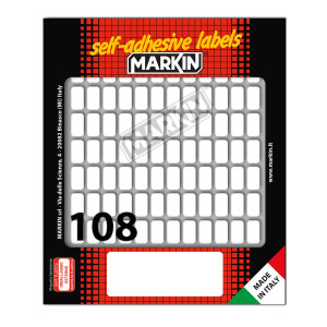 ETICHETTA ADESIVA BIANCA 14X8MM (10FOGLI X 108ETICHETTE) MARKIN COD. X11010 CONFEZIONE DA 10