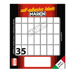 ETICHETTA ADESIVA BIANCA 27X15MM (10FOGLI X 35ETICHETTE) MARKIN COD. X11019 CONFEZIONE DA 10