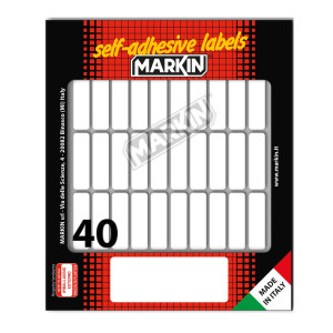 ETICHETTA ADESIVA BIANCA 34X10MM (10FOGLI X 40ETICHETTE) MARKIN COD. X11025 CONFEZIONE DA 10