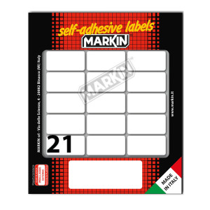 ETICHETTA ADESIVA BIANCA 37X19MM (10FOGLI X 21ETICHETTE) MARKIN COD. X11028 CONFEZIONE DA 10