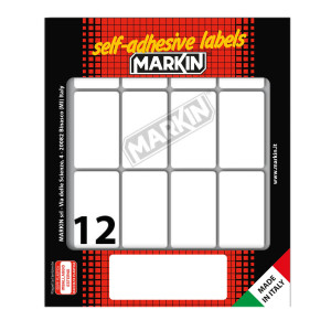 ETICHETTA ADESIVA BIANCA 46X27MM (10FOGLI X 12ETICHETTE) MARKIN COD. X11034 CONFEZIONE DA 10