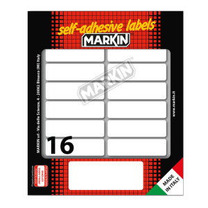 ETICHETTA ADESIVA BIANCA 56X16MM (10FOGLI X 16ETICHETTE) MARKIN COD. X11038 CONFEZIONE DA 10