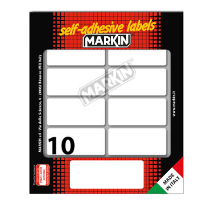 ETICHETTA ADESIVA BIANCA 56X26MM (10FOGLI X 10ETICHETTE) MARKIN COD. X11040 CONFEZIONE DA 10