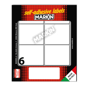 ETICHETTA ADESIVA BIANCA 56X46MM (10FOGLI X 6ETICHETTE) MARKIN COD. X11042 CONFEZIONE DA 10