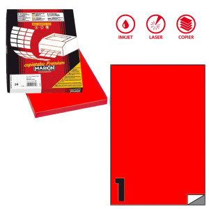 ETICHETTA ADESIVA C/503 ROSSO FLUO 100FG A4 210X297MM (1ET/FG) MARKIN COD. X210C503F-RO