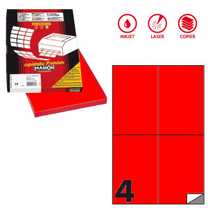 ETICHETTA ADESIVA C/519 ROSSO FLUO 100FG A4 105X148MM (4ET/FG) MARKIN COD. X210C519F-RO