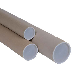 TUBO IN CARTONE AVANA DOPPIO TAPPO TRASPARENTE 70CM D6CM COD. 127029