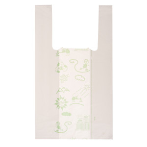 SCATOLA 500 SHOPPERS BIANCHI MINI 15MIC 22X40CM 6,5+6,5CM MATER-BI COD. G1D005H