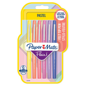 BLISTER 6 PENNARELLI FLAIR NYLON COLORI ASSORTITI PASTEL PAPERMATE COD. 2137276