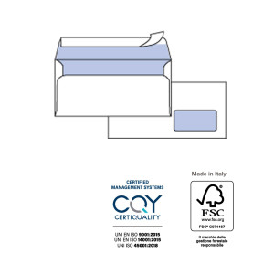 500 BUSTESILVER90 STRIP FSCÂ®BIANCA INTERNOGRAFATA C/FINESTRA110X230MM 90GR PIGNA COD. 0170578AM