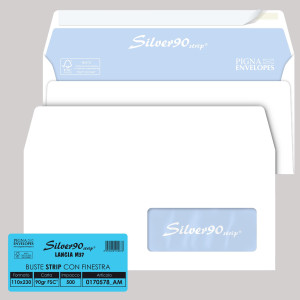 500 BUSTESILVER90 STRIP FSCÂ®BIANCA INTERNOGRAFATA C/FINESTRA110X230MM 90GR PIGNA COD. 0170578AM