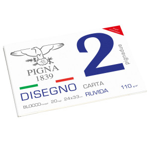 BLOCCO DISEGNO PIGNA2 24X33CM 4 ANGOLI 20FG 110GR RUVIDO COD. 0220014OR CONFEZIONE DA 10