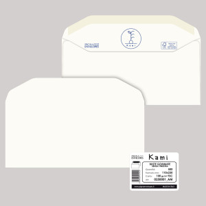 500 BUSTE BIANCHE IN CARTA RICICLATA 110X230MM S/ FINESTRA 100GR KAMI PIGNA COD. 0250001AM