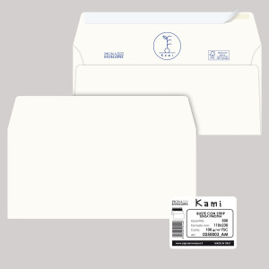 500 BUSTE BIANCHE CARTA RICICLATA STRIP 110X230MM S/FINESTRA 100GR KAMI PIGNA COD. 0250003AM