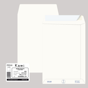 500 BUSTE A SACCO CARTA RICICLATA STRIP 229X324MM S/FINESTRA 100GR KAMI PIGNA COD. 0250008C4