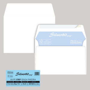 25 BUSTESILVER80 STRIP FSCÂ®BIANCA INTERNOGRAFATA S/FINESTRA114X162MM80GR PIGNA E COD. 0593013C6