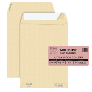 500 BUSTE A SACCO AVANA 229X324MM 100GR ADESIVA MULTIMAIL PIGNA COD. 065512533
