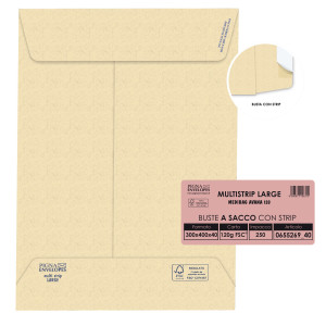 250 BUSTE AVANA 300X400X40MM 120GR C/SOFFIETTO E STRIP LARGEMAIL PIGNA COD. 065526940