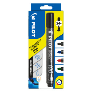 ASTUCCIO 4 MARCATORI PERMANENTI 100 COLORI ASSORTITI P.TONDA 4.5MM PILOT COD. 002701