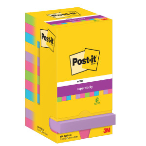 BLOCCO 90FOGLIETTI POST-ITÂ® SUPER STICKY 76X76MM ULTRACOLOR 654-12SSUCC COD. 7100290156 CONFEZIONE DA 12