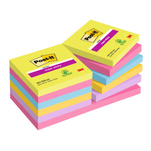 BLOCCO 90FOGLIETTI POST-ITÂ® SUPER STICKY 76X76MM ULTRACOLOR 654-12SSUCC COD. 7100290156 CONFEZIONE DA 12