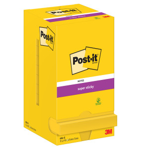 BLOCCO 90FOGLIETTI POST-ITÂ® SUPER STICKY 654-S 76X76MM GIALLO ORO COD. 7100290189 CONFEZIONE DA 12