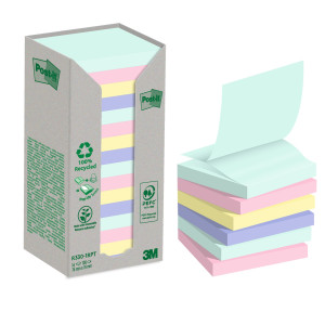 CF. 16PZ BLOCCO 100 FG. POST-ITÂ®Z-NOTES GREEN 76X76MM R330-1RPT COLORI PASTELLO COD. 7100259446