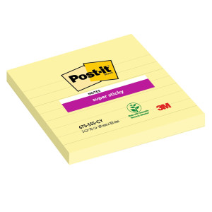 BLOCCO 70FG. POST-IT  SUPER STICKY GIALLO CANARY 101X101MM A RIGHE 675-SS3CY-EU COD. 7100234641 CONFEZIONE DA 3