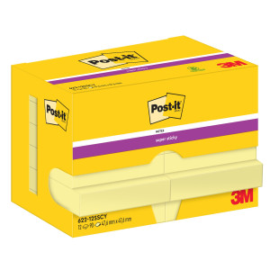 BLOCCO 90FOGLIETTI POST-IT  SUPER STICKY GIALLO CANARY 47,6X47,6MM 622-12SS-CY COD. 7100290190 CONFEZIONE DA 12