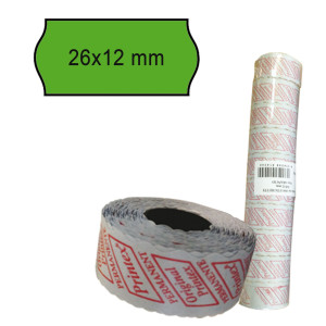 PACK 10 ROTOLI 1000 ETICH. 26X12MM ONDA VERDE PERM. PRINTEX COD. 2612SFP10VE