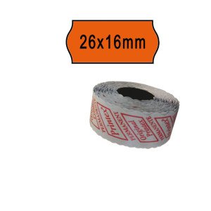 PACK 10 ROTOLI 1000 ETICH. 26X16MM ONDA ARANCIO PERM. PRINTEX COD. 2616SFP7AR