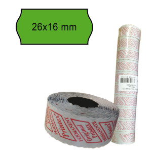 PACK 10 ROTOLI 1000 ETICH. 26X16MM ONDA VERDE PERM. PRINTEX COD. 2616SFP7VE