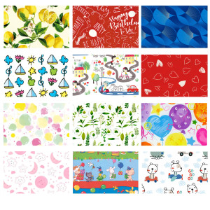 ESPOSITORE 50 ROTOLI CARTA REGALO IN FANTASIE ASSORTITE 2MT X 70CM REX SADOCH COD. GR3J1GEN