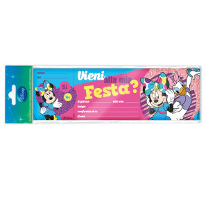BLOCCHETTO 10 INVITI ALLA FESTA MINNIE DISNEY REX SADOCH COD. WYASSMIN CONFEZIONE DA 10